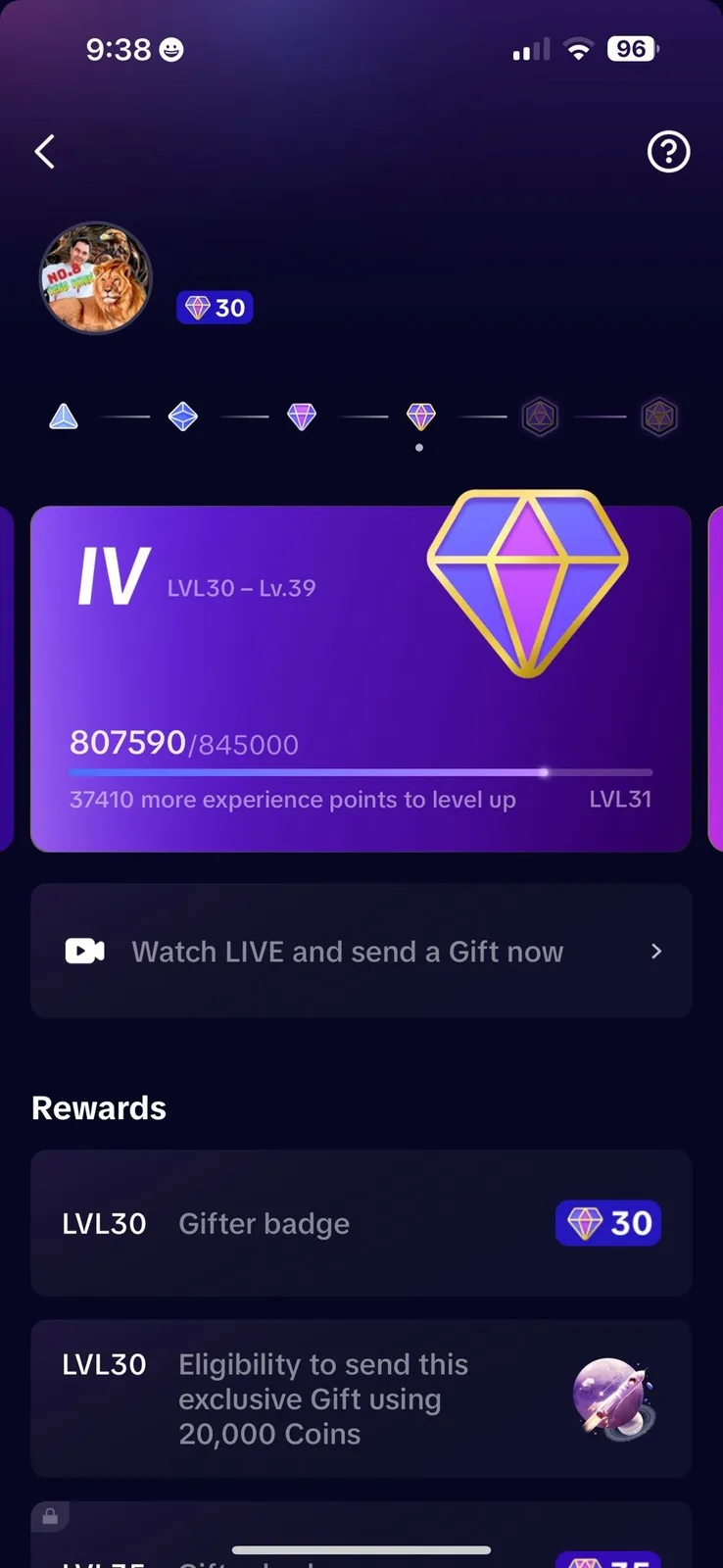 租用 30 级 TikTok Gifter Badge 礼物徽章账号 — 截图 1