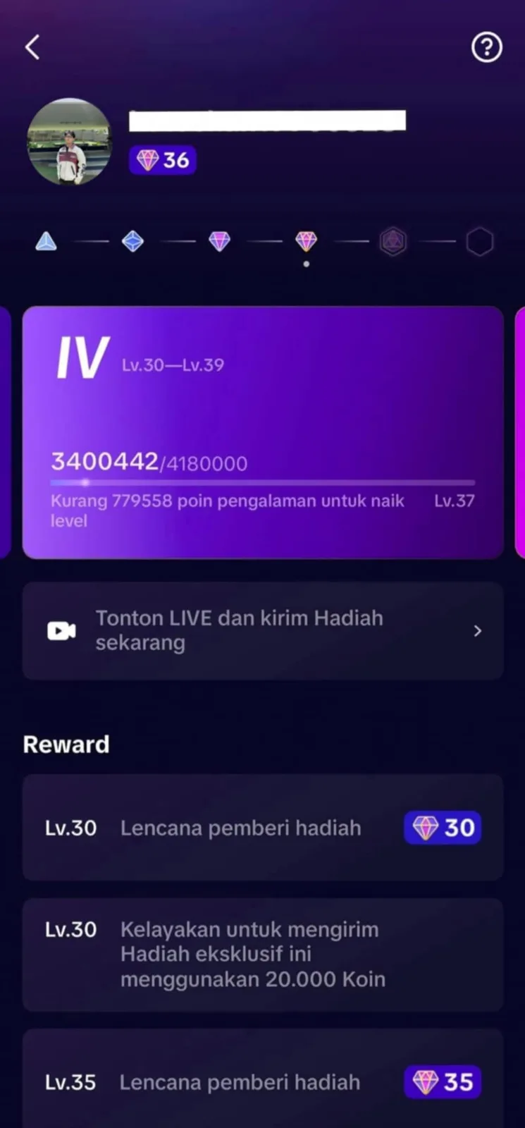 36th-level TikTok account for sale — screenshot 1